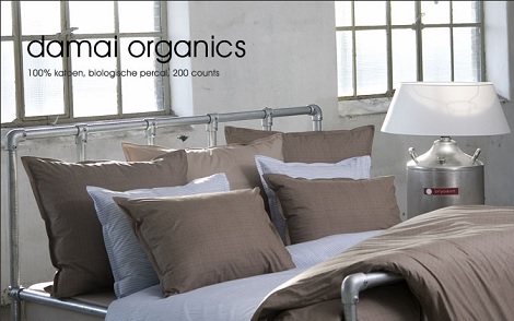 Damai organisch biologisch percale katoen 200 counts bleu taupe ceres ivoor white